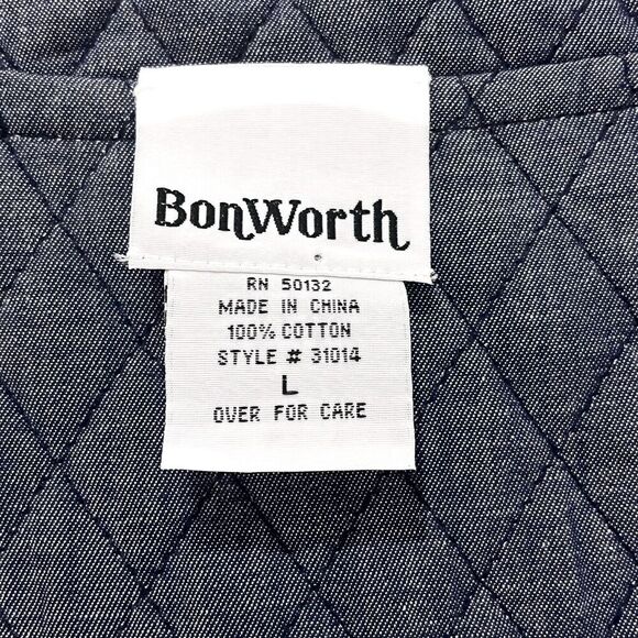 BonWorth Quilted Blue Paisley Floral Reversible Jacket Lighter Weight SZ Large - Picture 11 of 12